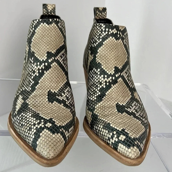 Dolce Vita Sonni Snakeskin Leather Ankle Booties Pointed Toe Block Heel Size 7.5 - Picture 5 of 16